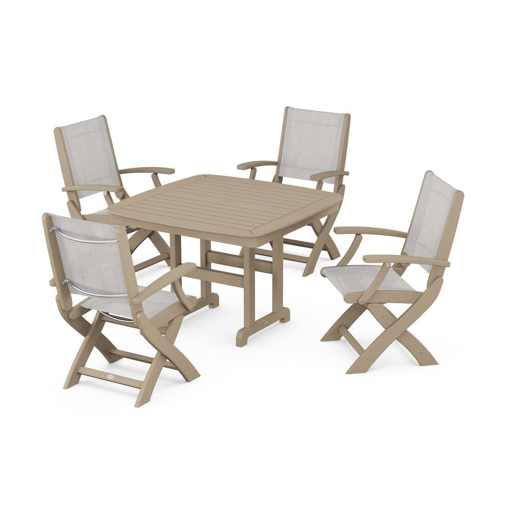 POLYWOOD® - Coastal Folding Chair 5-Piece Dining Set - PWS915