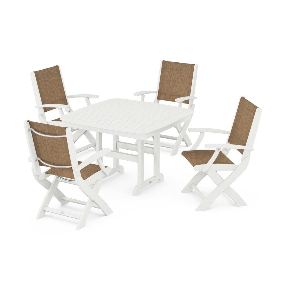 POLYWOOD® - Coastal Folding Chair 5-Piece Dining Set - PWS915