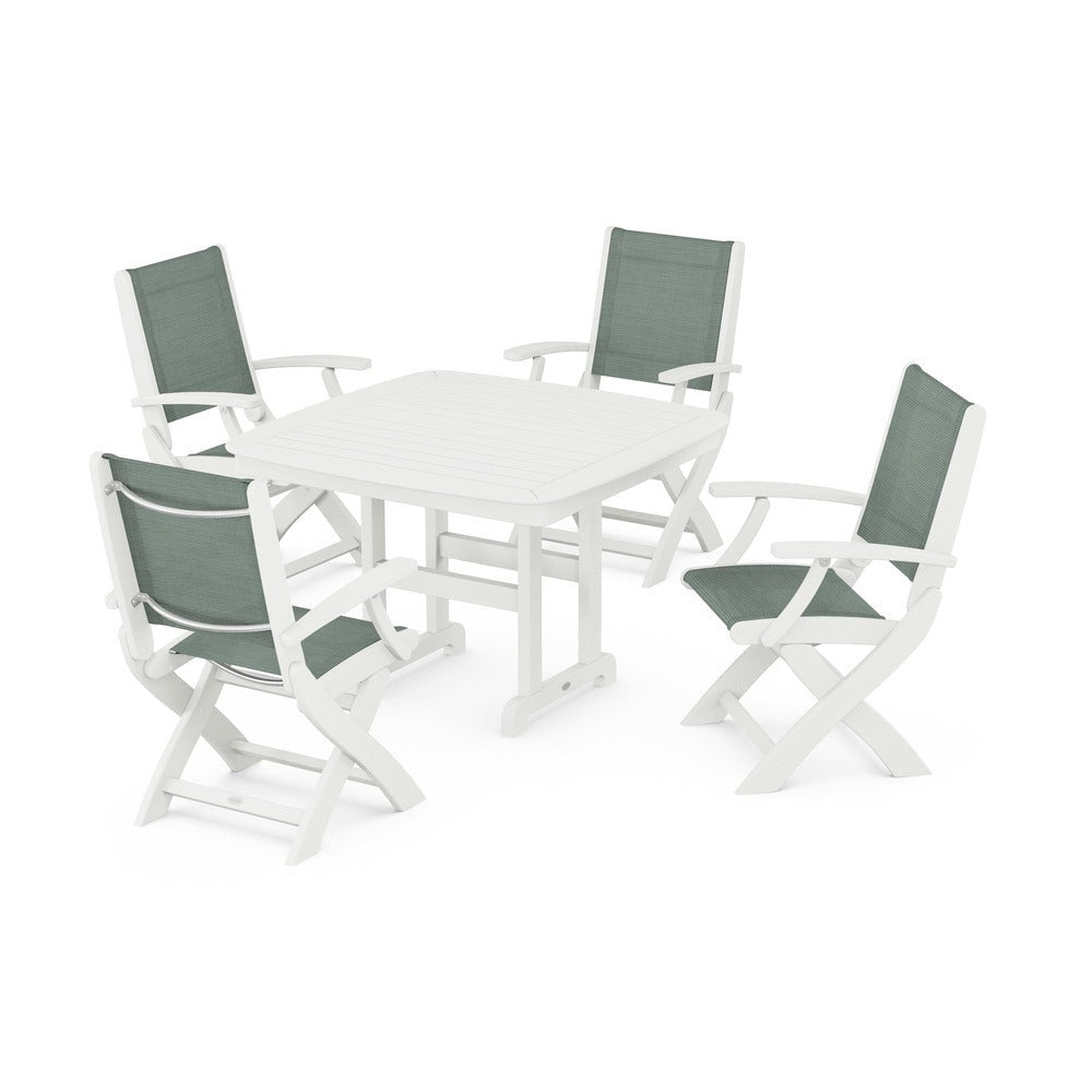 POLYWOOD® - Coastal Folding Chair 5-Piece Dining Set - PWS915