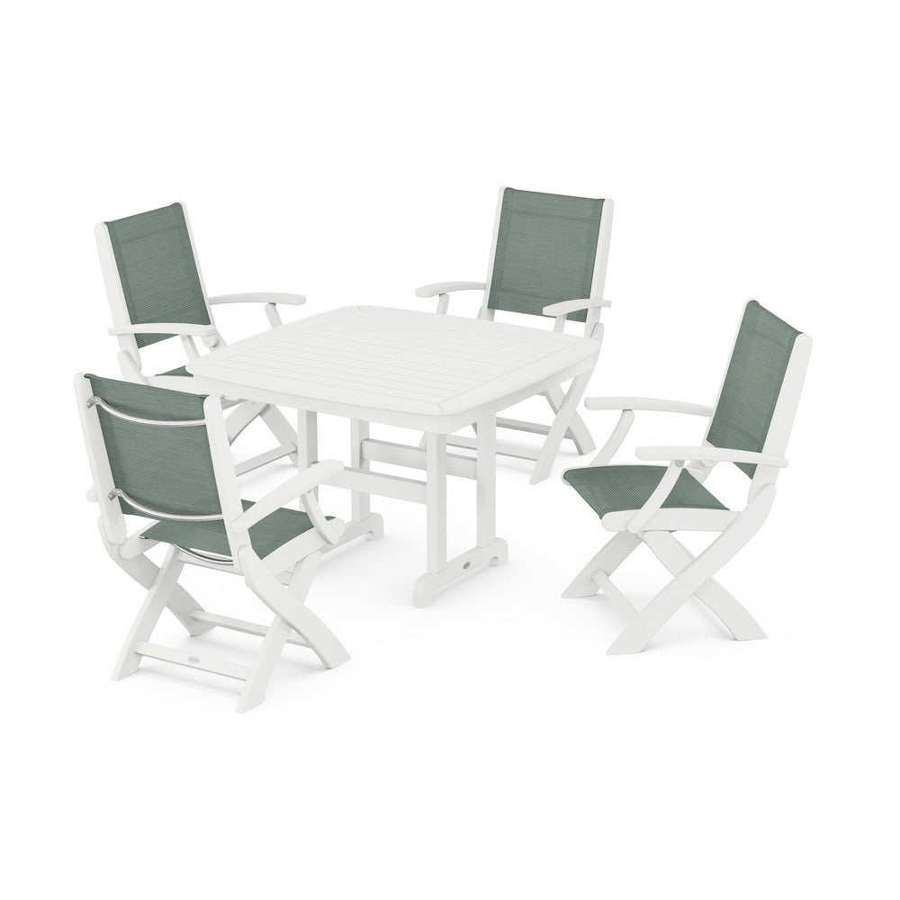 POLYWOOD® - Coastal Folding Chair 5-Piece Dining Set - PWS915