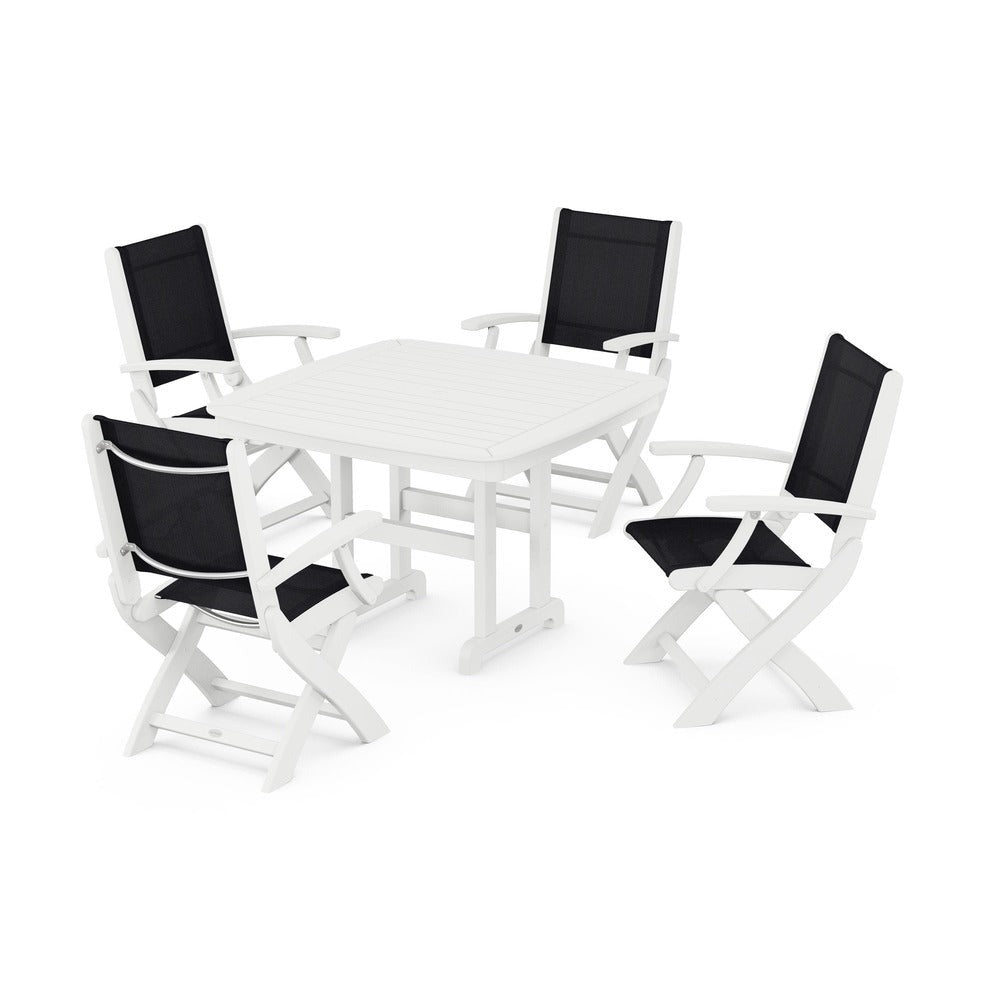POLYWOOD® - Coastal Folding Chair 5-Piece Dining Set - PWS915