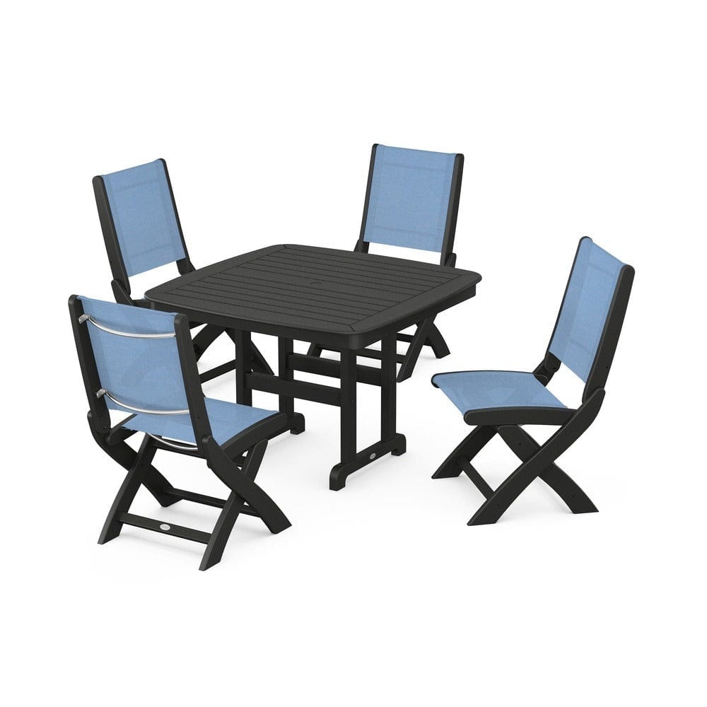 POLYWOOD® - Coastal Folding Side Chair 5-Piece Dining Set - PWS916 Outdoor Furniture POLYWOOD®