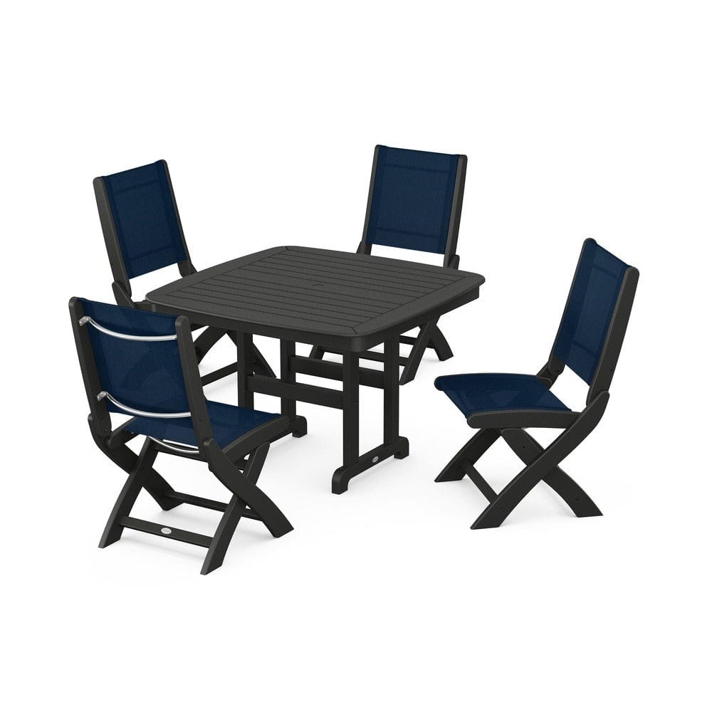 POLYWOOD® - Coastal Folding Side Chair 5-Piece Dining Set - PWS916 Outdoor Furniture POLYWOOD®