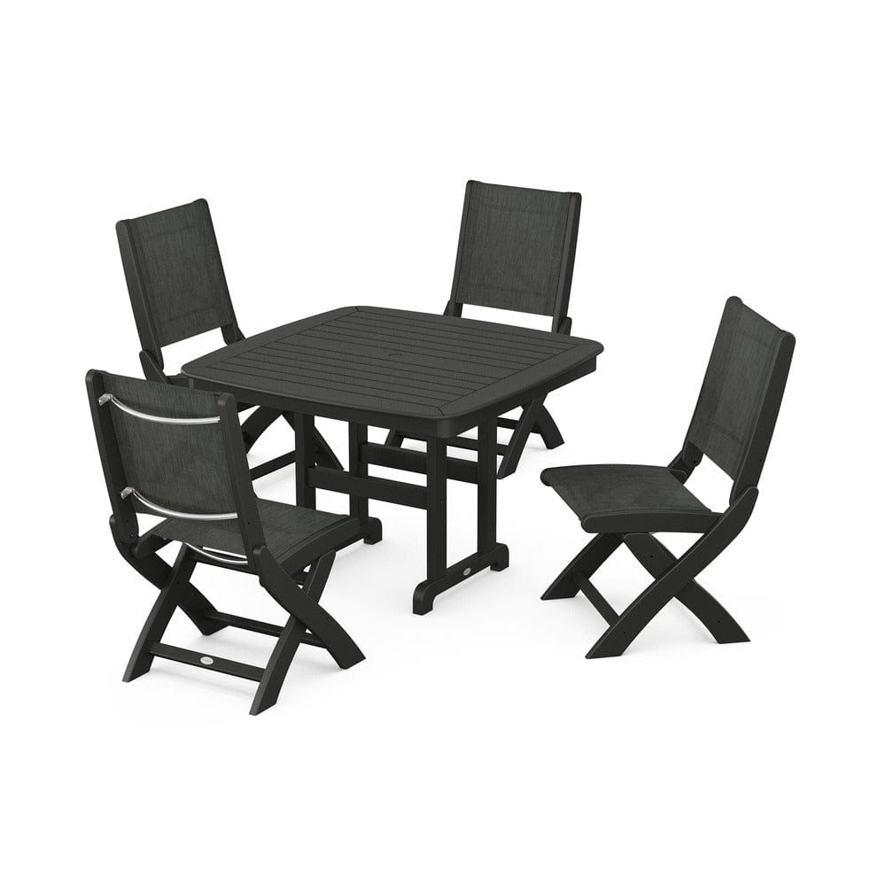 POLYWOOD® - Coastal Folding Side Chair 5-Piece Dining Set - PWS916 Outdoor Furniture POLYWOOD®