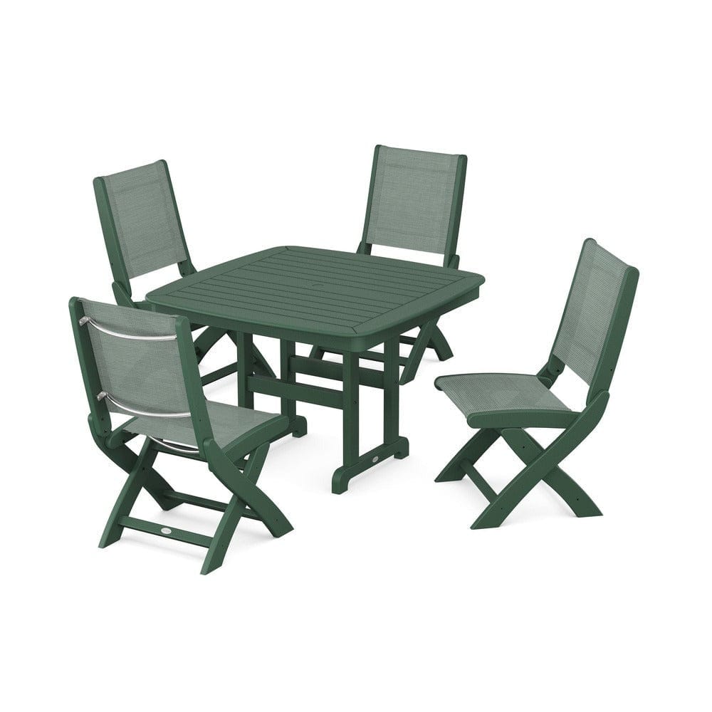 POLYWOOD® - Coastal Folding Side Chair 5-Piece Dining Set - PWS916 Outdoor Furniture POLYWOOD®