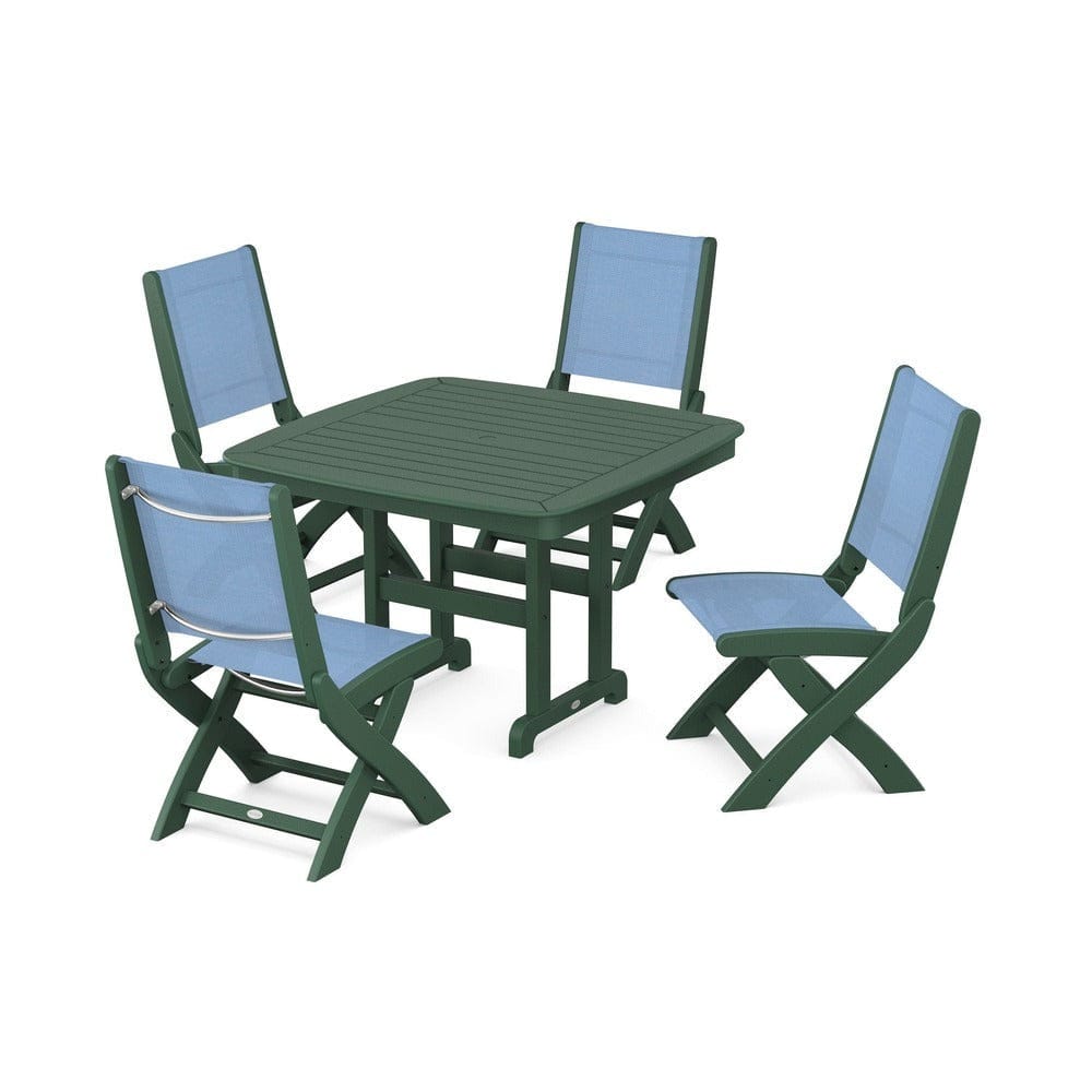 POLYWOOD® - Coastal Folding Side Chair 5-Piece Dining Set - PWS916 Outdoor Furniture POLYWOOD®