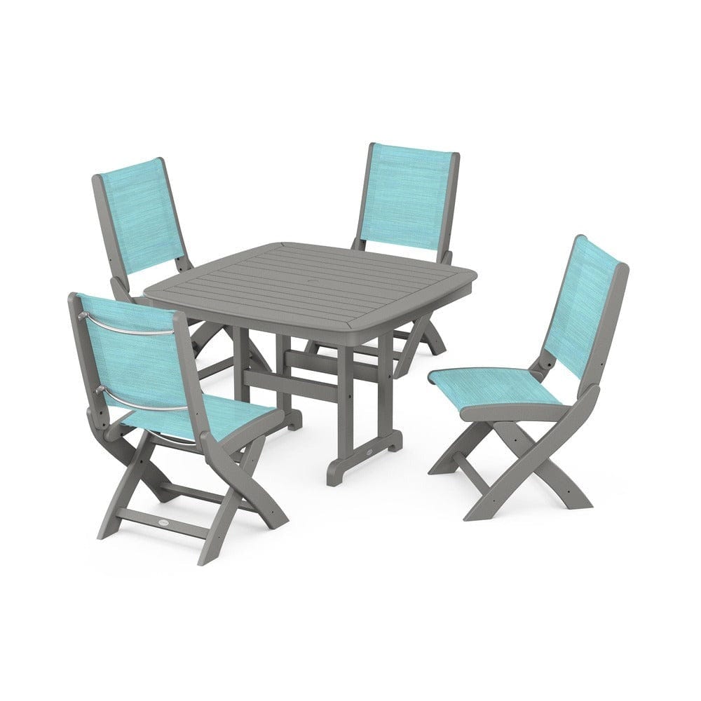 POLYWOOD® - Coastal Folding Side Chair 5-Piece Dining Set - PWS916