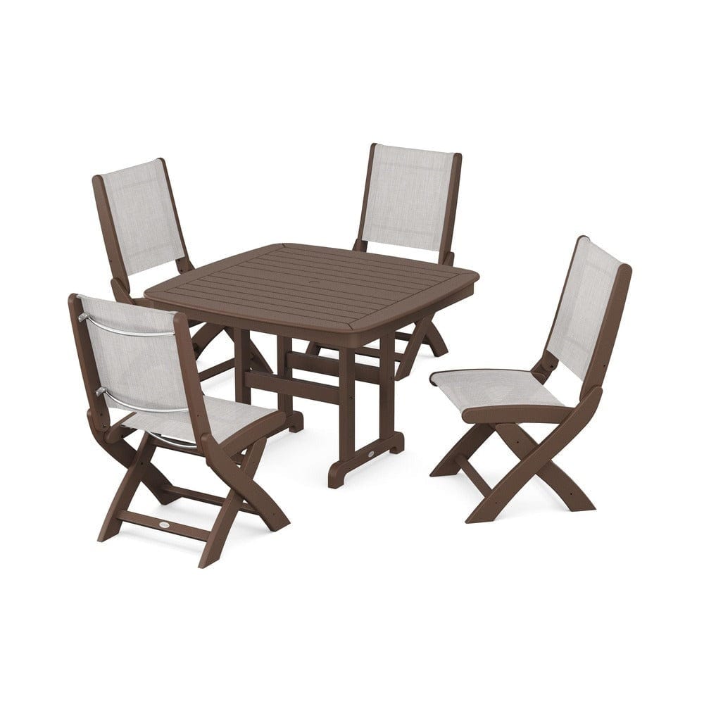 POLYWOOD® - Coastal Folding Side Chair 5-Piece Dining Set - PWS916 Outdoor Furniture POLYWOOD®