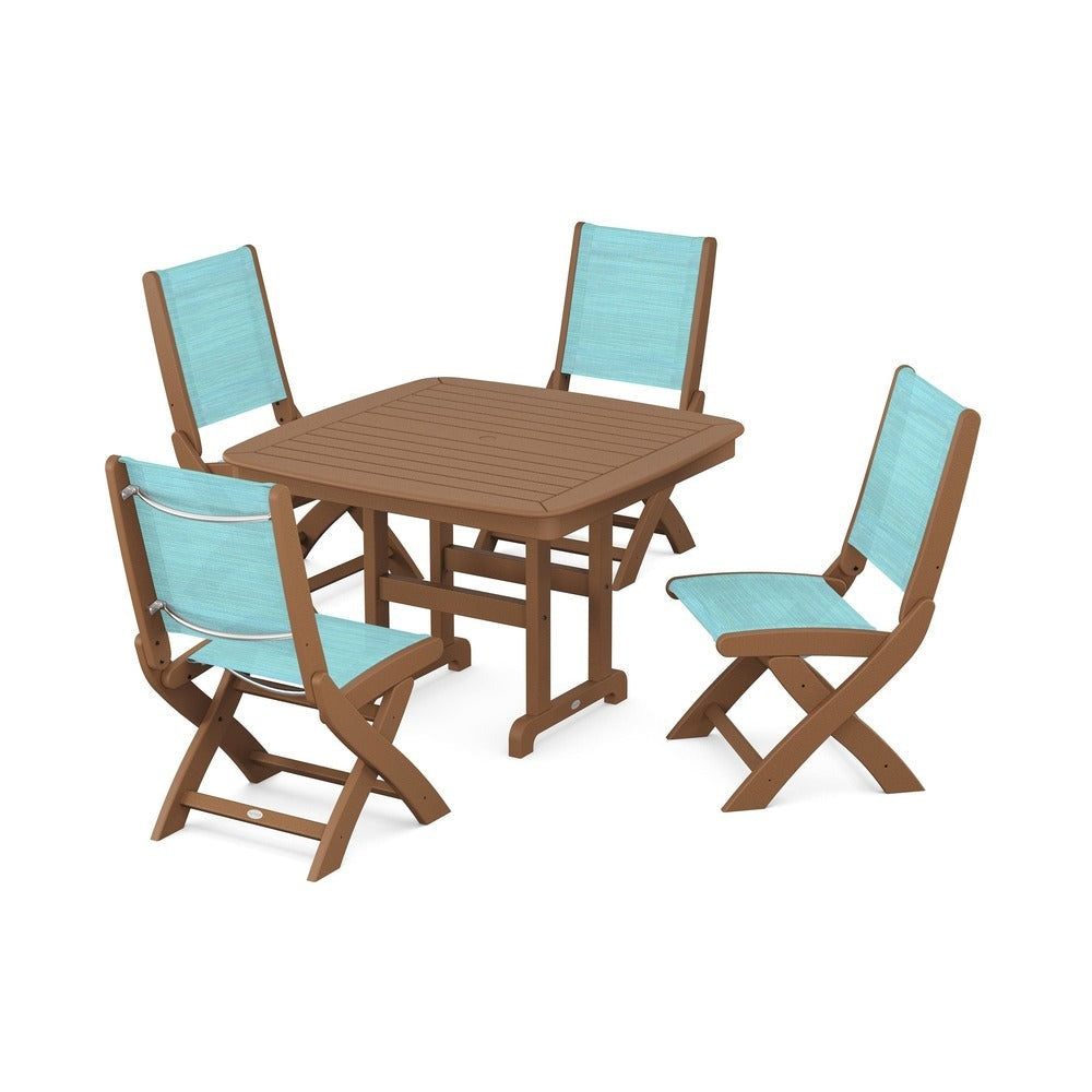 POLYWOOD® - Coastal Folding Side Chair 5-Piece Dining Set - PWS916