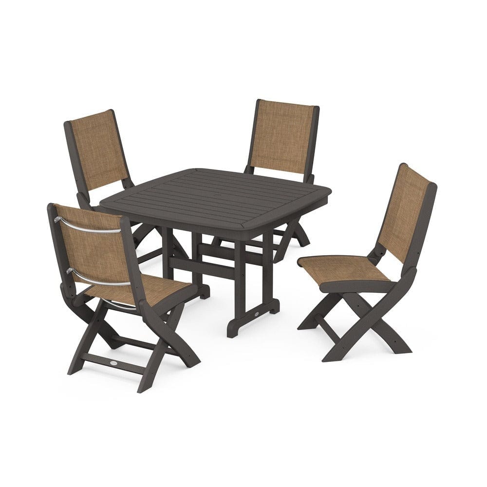 POLYWOOD® - Coastal Folding Side Chair 5-Piece Dining Set - PWS916 Outdoor Furniture POLYWOOD®