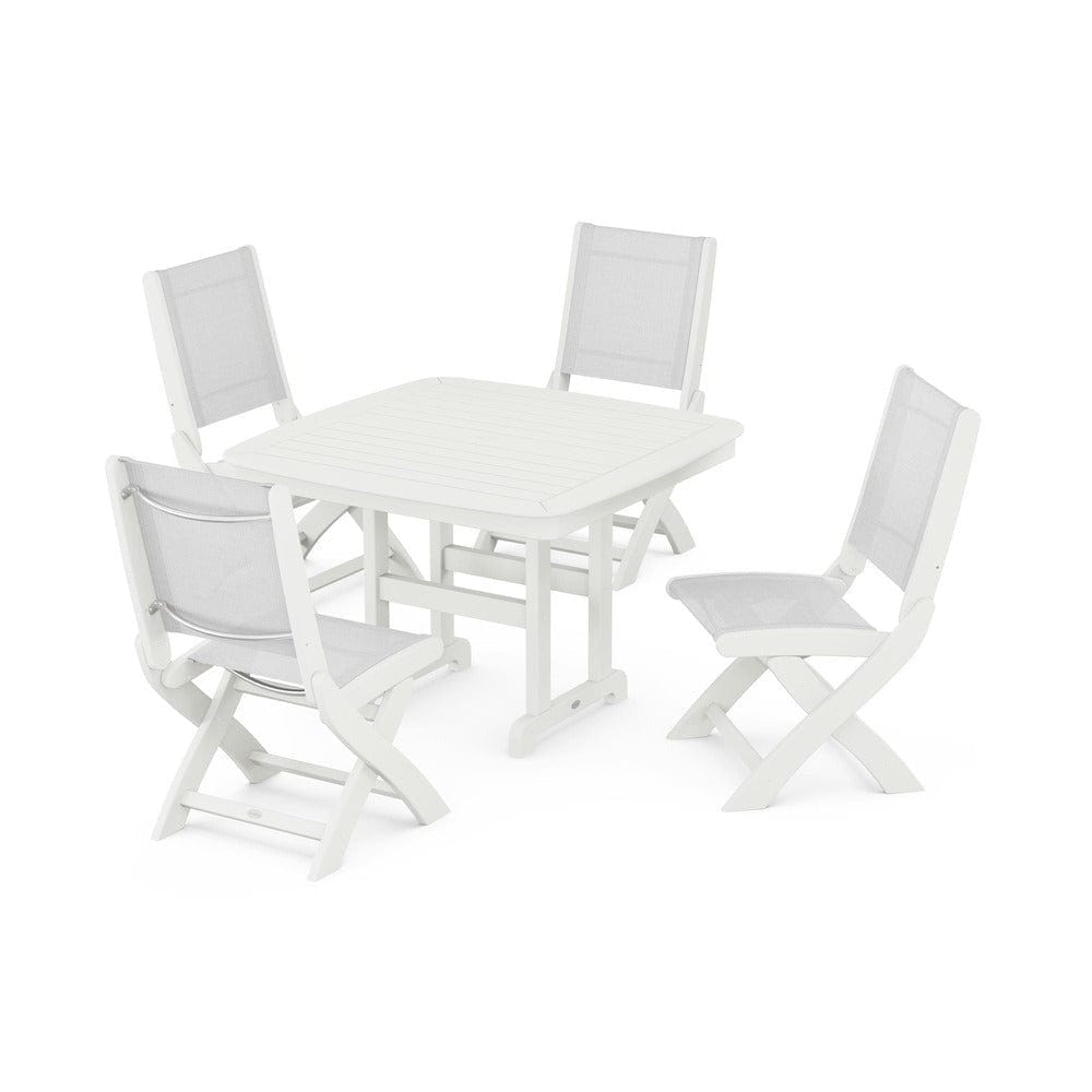 POLYWOOD® - Coastal Folding Side Chair 5-Piece Dining Set - PWS916 Outdoor Furniture POLYWOOD®