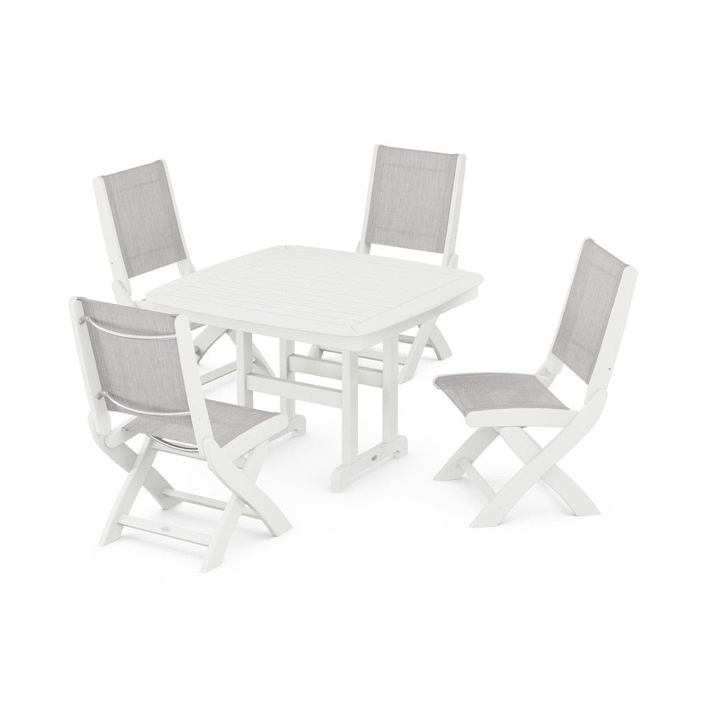 POLYWOOD® - Coastal Folding Side Chair 5-Piece Dining Set - PWS916 Outdoor Furniture POLYWOOD®