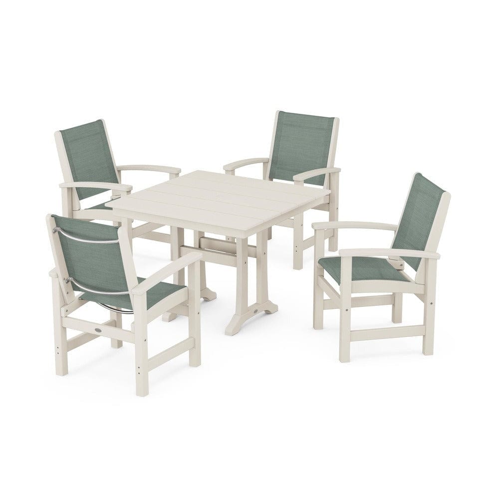 POLYWOOD® - Coastal 5-Piece Farmhouse Dining Set With Trestle Legs - PWS944