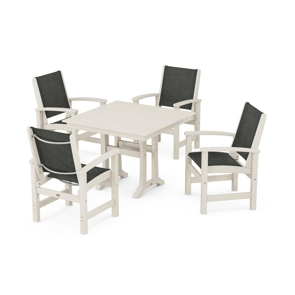 POLYWOOD® - Coastal 5-Piece Farmhouse Dining Set With Trestle Legs - PWS944 Outdoor Furniture POLYWOOD®