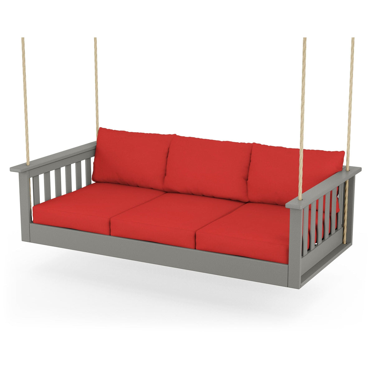 Vineyard Daybed Swing - Slate Grey / Crimson Linen