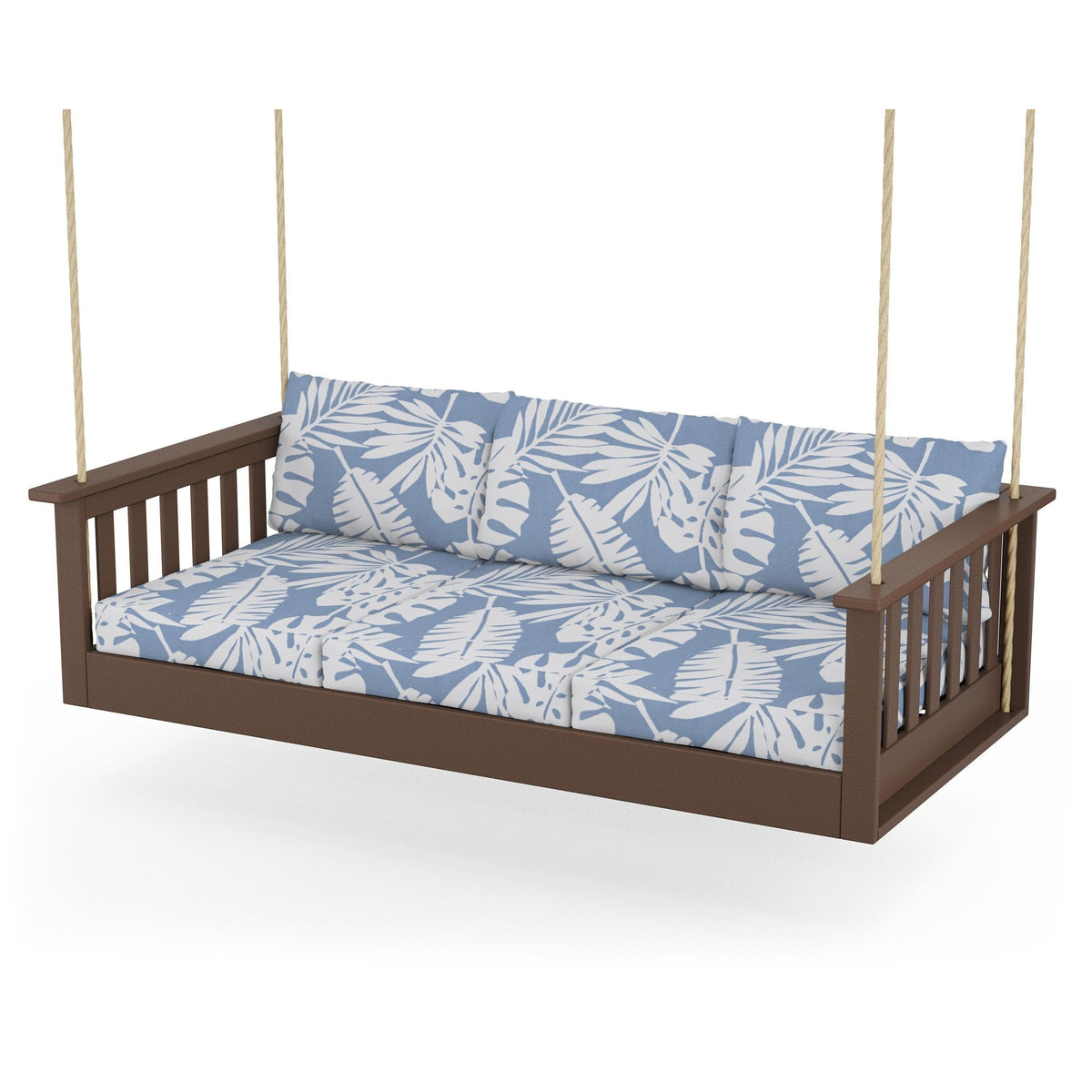 Vineyard Daybed Swing - Mahogany / Leaf Sky Blue