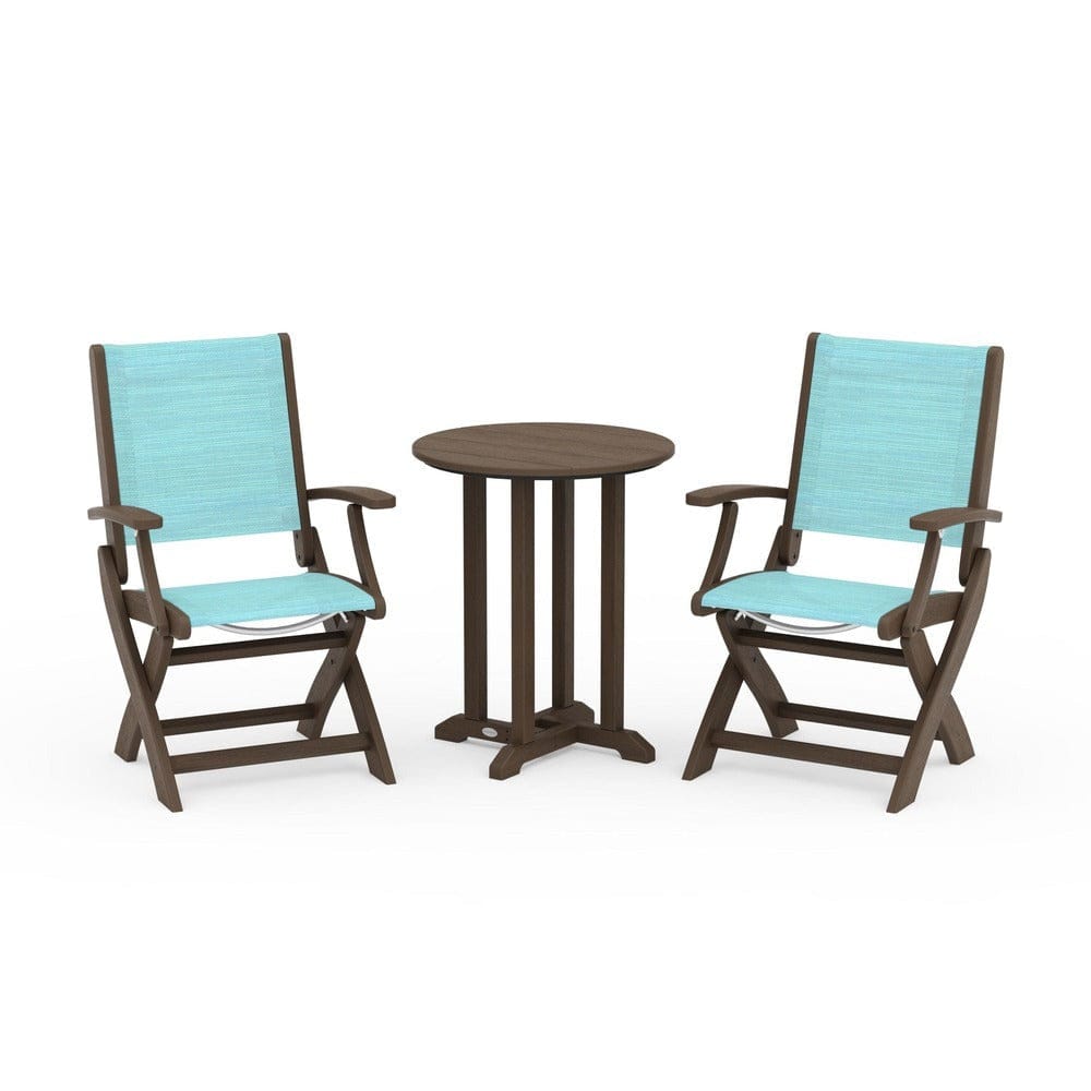 POLYWOOD® - Coastal Folding 3-Piece Round Bistro Dining Set - PWS1295