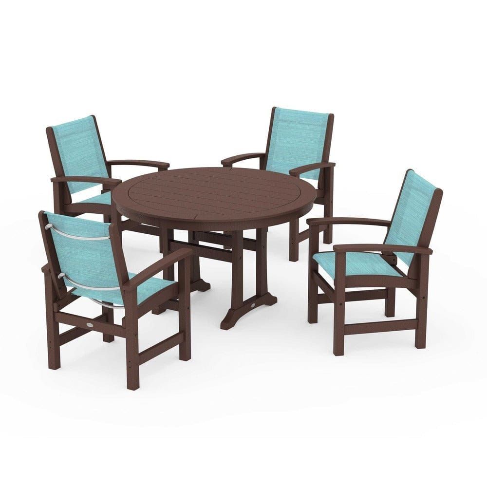 POLYWOOD® - Coastal 5-Piece Round Dining Set with Trestle Legs - PWS1119