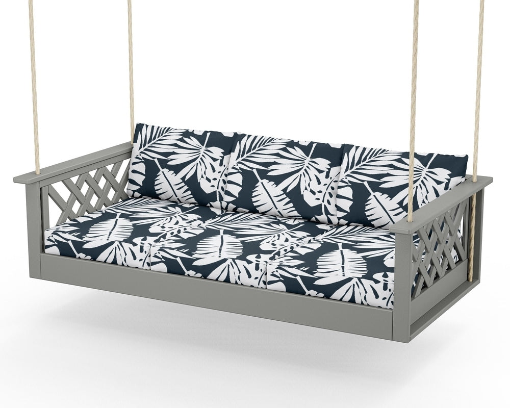 Wovendale Daybed Swing - Slate Grey / Leaf Marine Indigo