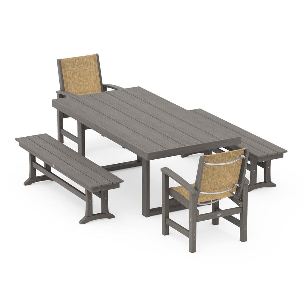POLYWOOD® - Coastal 5-Piece Dining Set with Trestle Legs - PWS870
