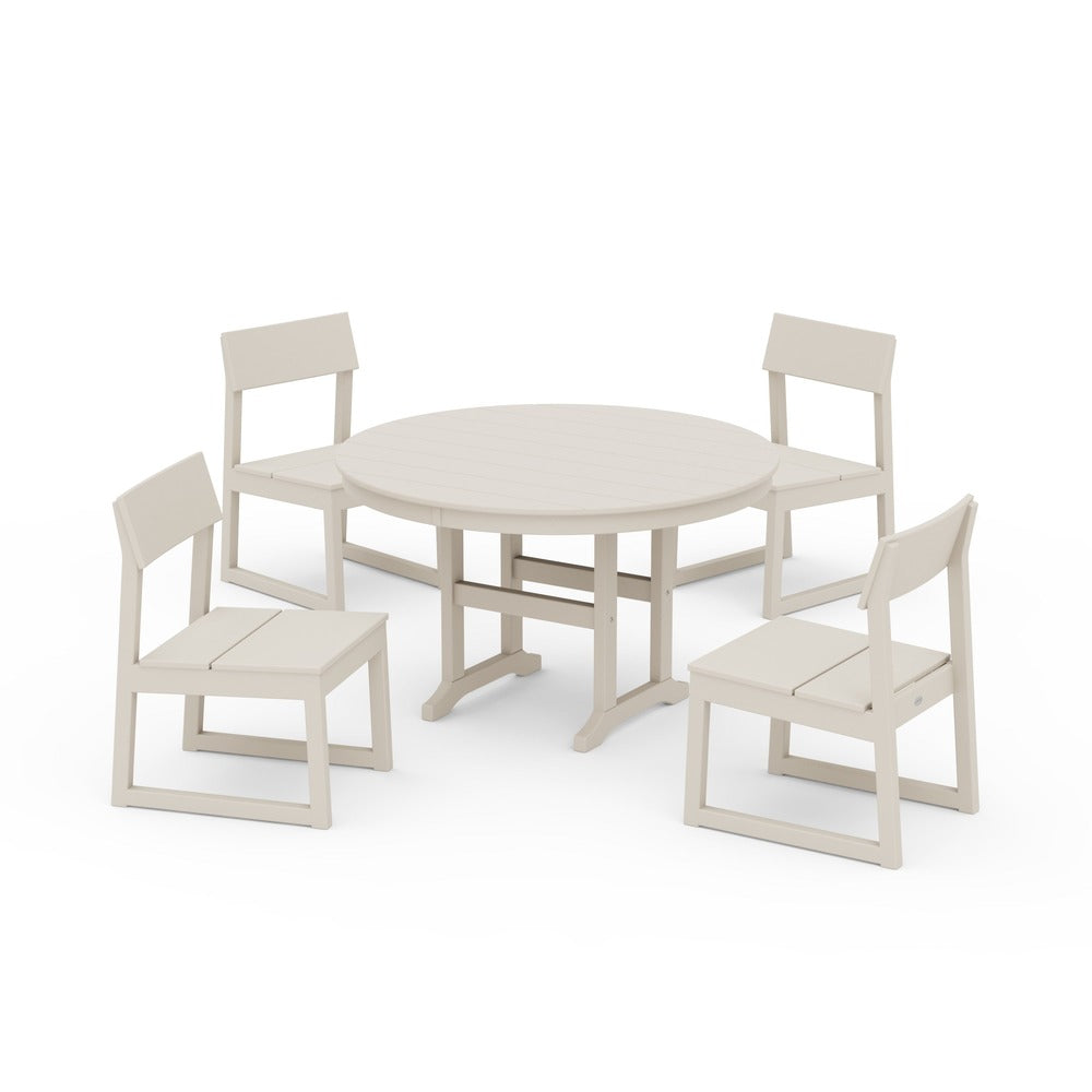 POLYWOOD® - EDGE Side Chair 5-Piece Round Farmhouse Dining Set - PWS1360 Outdoor Furniture POLYWOOD®