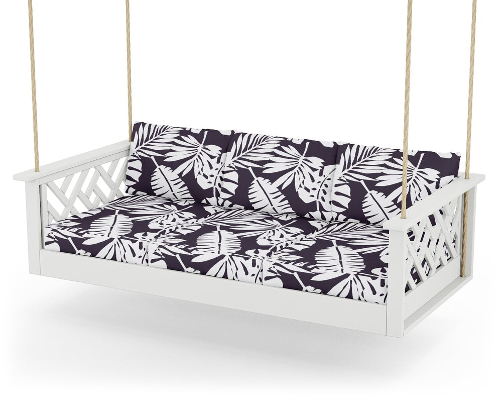 Chippendale Daybed Swing - White / Leaf Navy