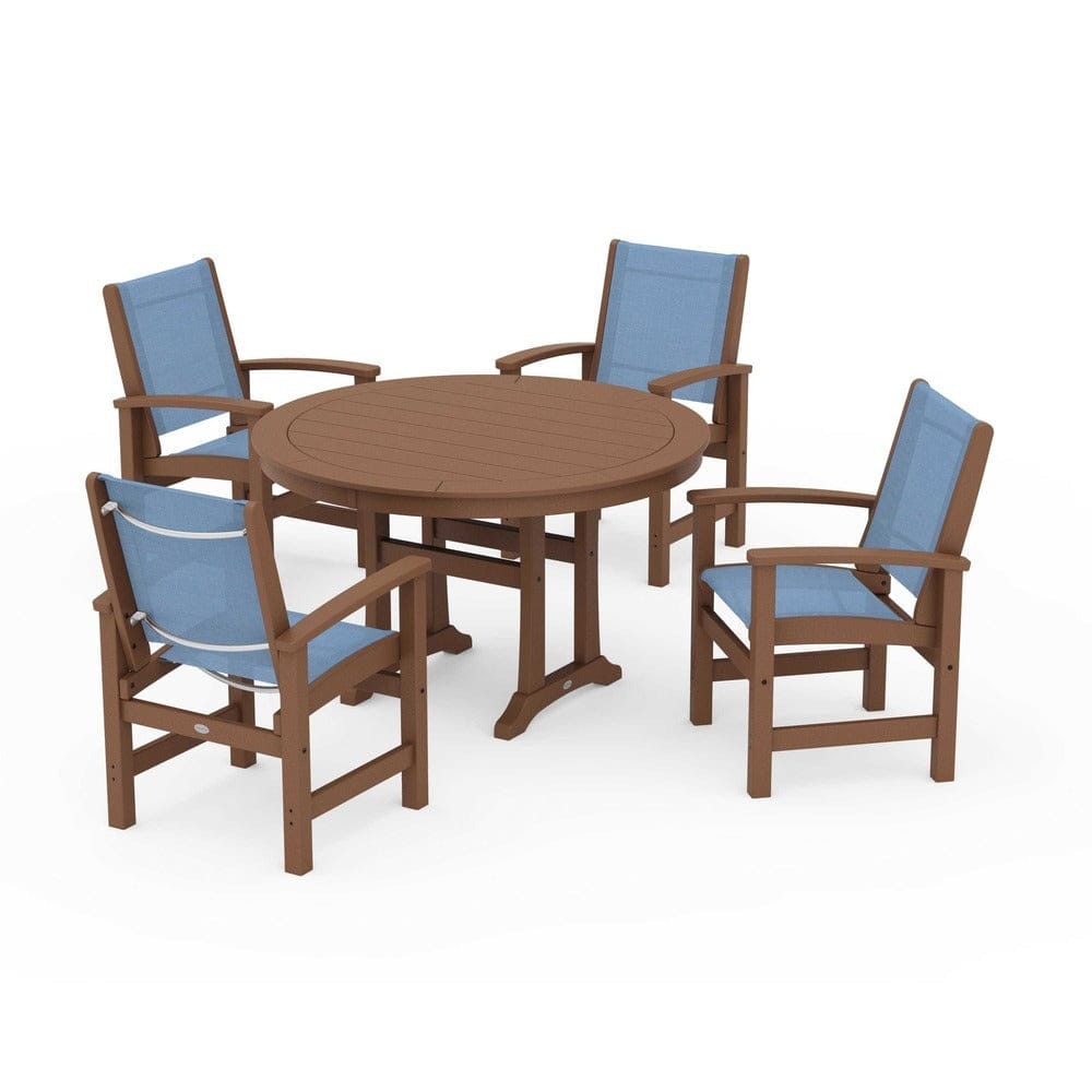 POLYWOOD® - Coastal 5-Piece Round Dining Set with Trestle Legs - PWS1119