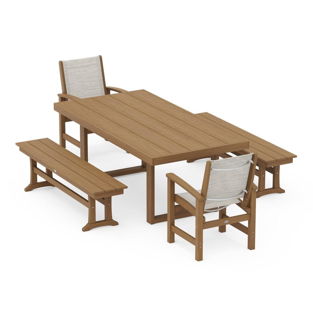 POLYWOOD® - Coastal 5-Piece Dining Set with Trestle Legs - PWS870