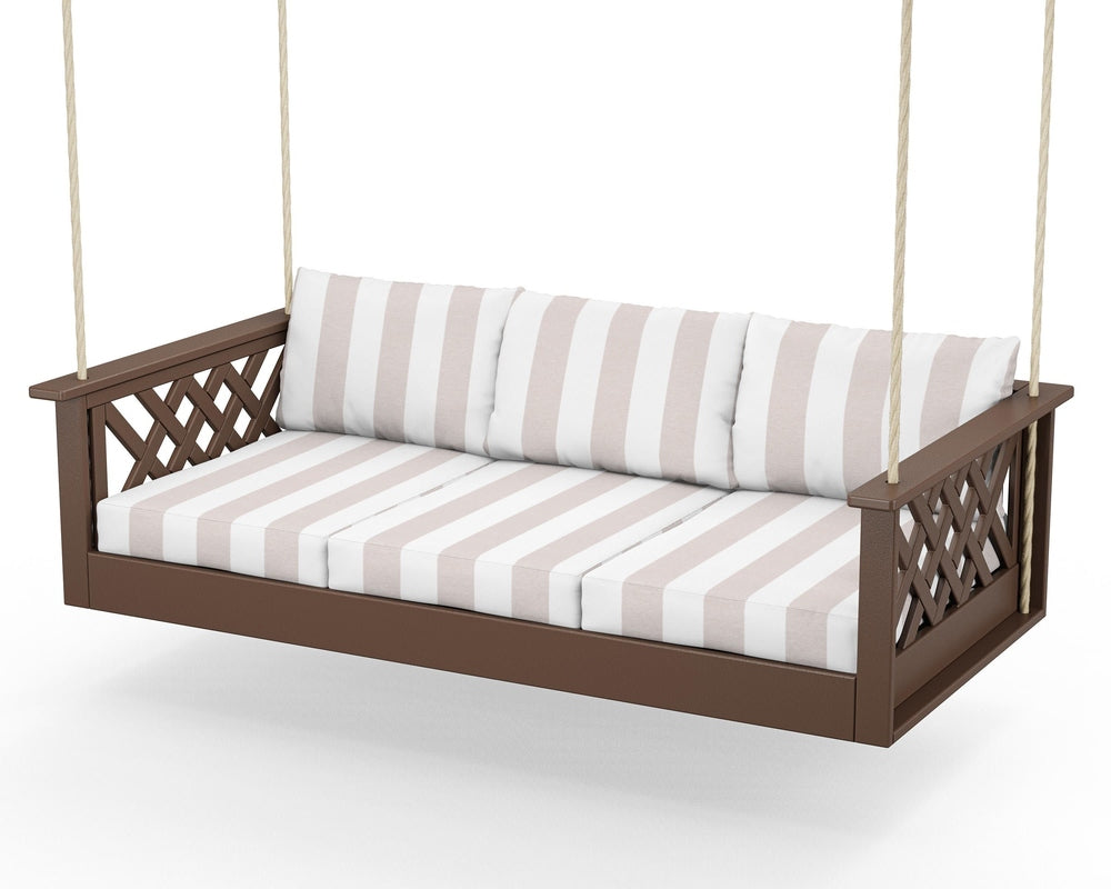Wovendale Daybed Swing - Mahogany / Cabana Stripe Dune Burlap