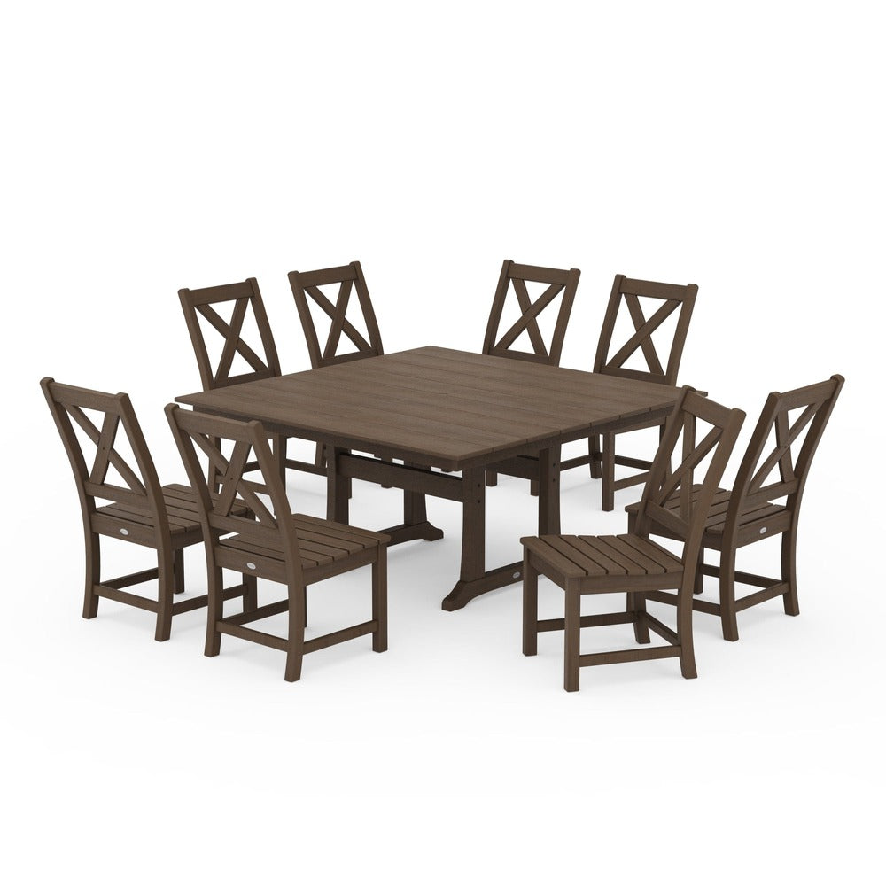 POLYWOOD® Braxton Side Chair 9-Piece Farmhouse Dining Set - Kona PWS1286-1-NKA