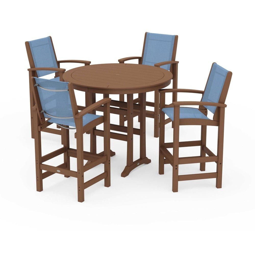POLYWOOD® - Coastal 5-Piece Nautical Trestle Bar Set - PWS304 Outdoor Furniture POLYWOOD®