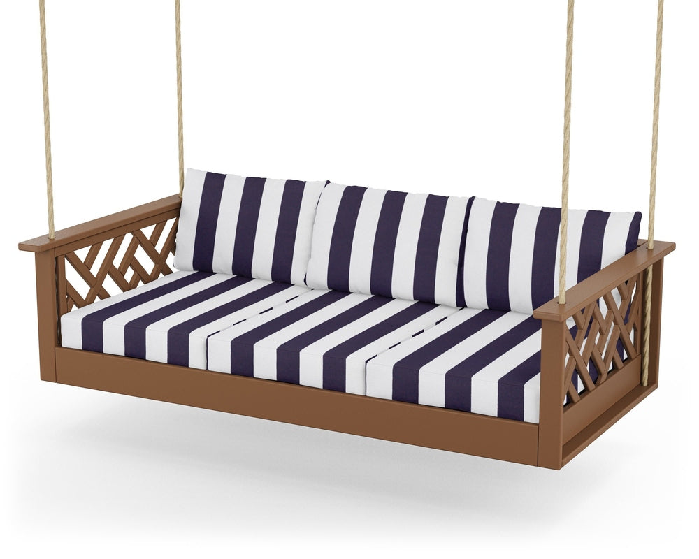 Chippendale Daybed Swing - Teak / Cabana Stripe Navy