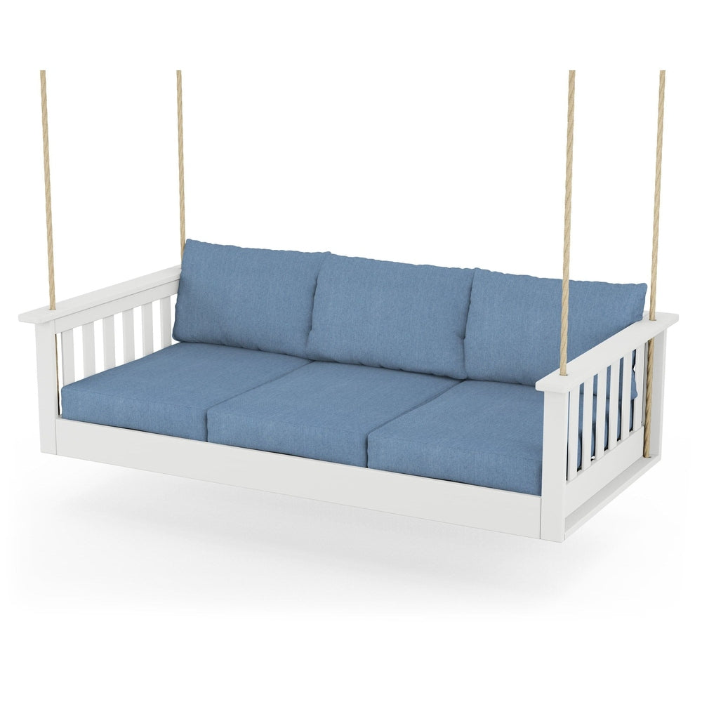 Vineyard Daybed Swing - White / Sky Blue