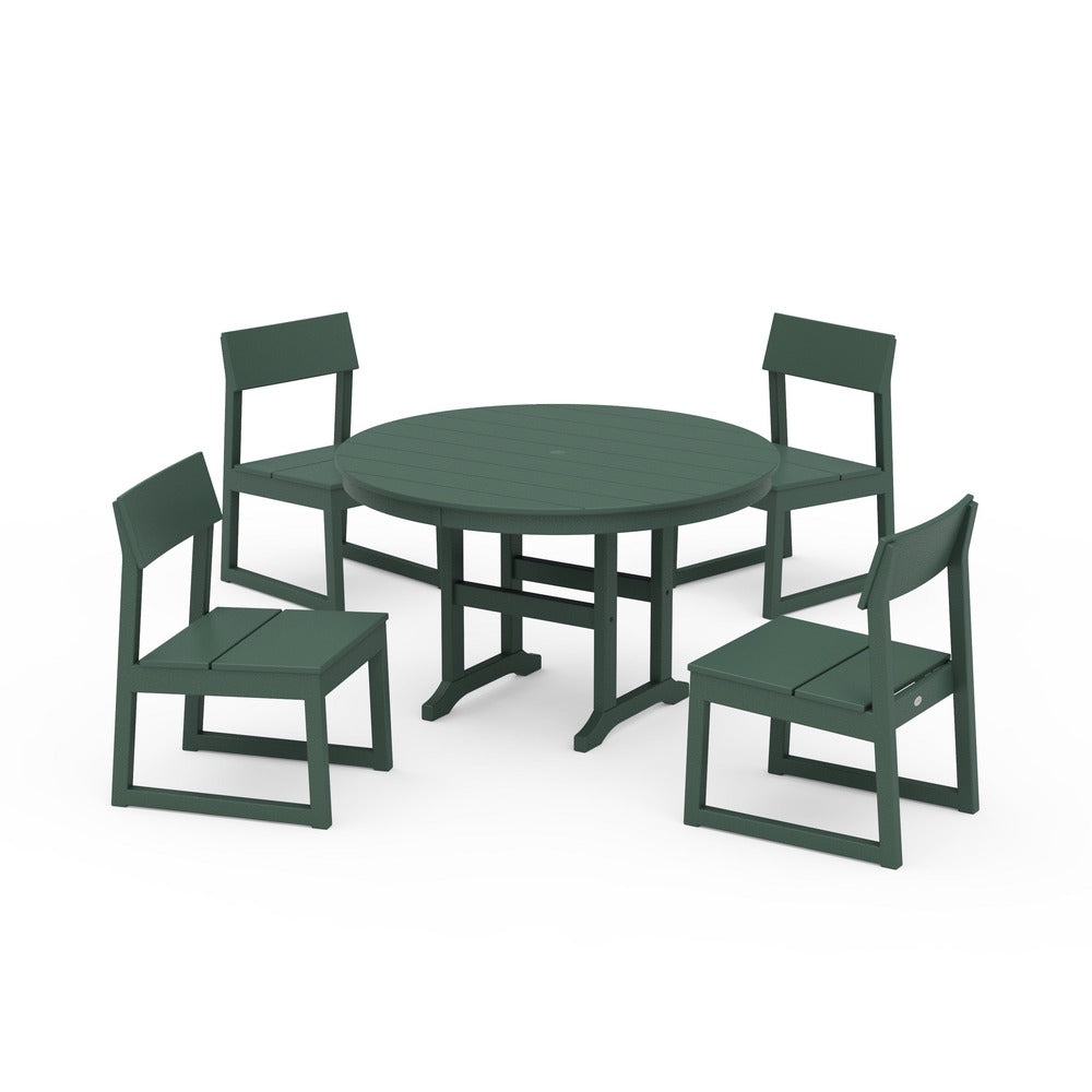 POLYWOOD® - EDGE Side Chair 5-Piece Round Farmhouse Dining Set - PWS1360 Outdoor Furniture POLYWOOD®