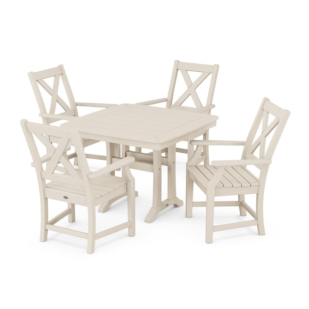 POLYWOOD® Braxton 5-Piece Dining Set with Trestle Legs - Sand PWS960-1-SA