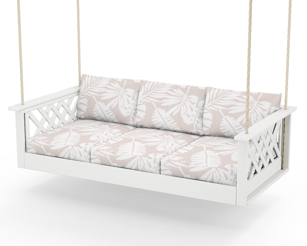 Wovendale Daybed Swing - White / Leaf Dune Burlap