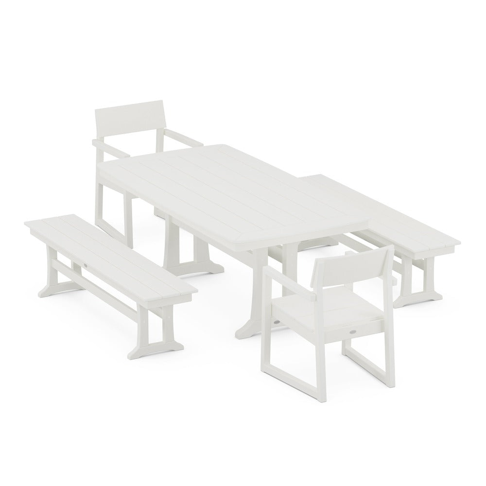 POLYWOOD® - EDGE 5-Piece Dining Set with Trestle Legs - PWS1038 Outdoor Furniture POLYWOOD®