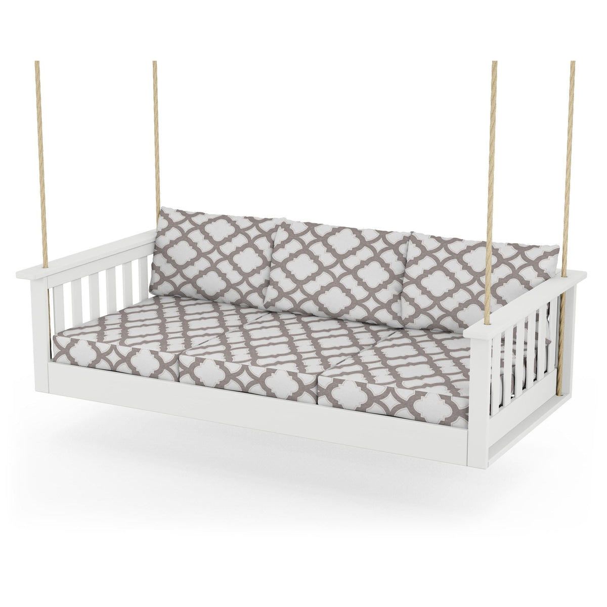 Vineyard Daybed Swing - White / Trellis Grey Mist