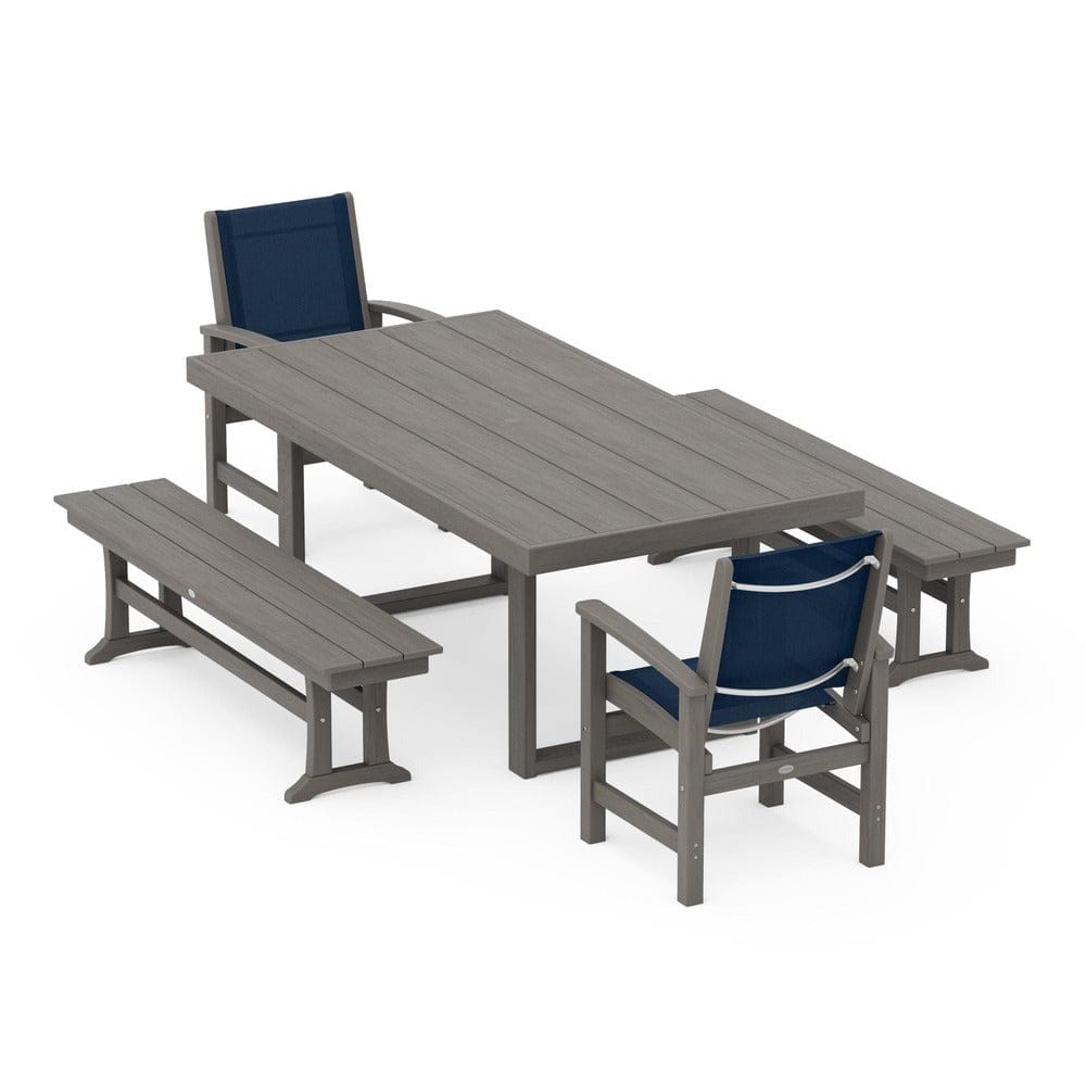 POLYWOOD® - Coastal 5-Piece Dining Set with Trestle Legs - PWS870