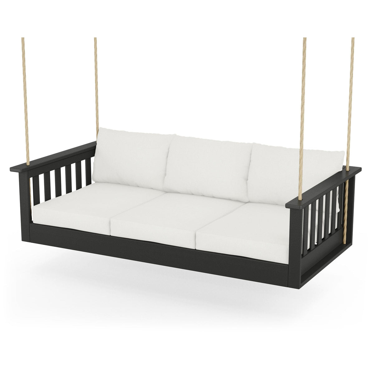 Vineyard Daybed Swing - Black / Natural Linen