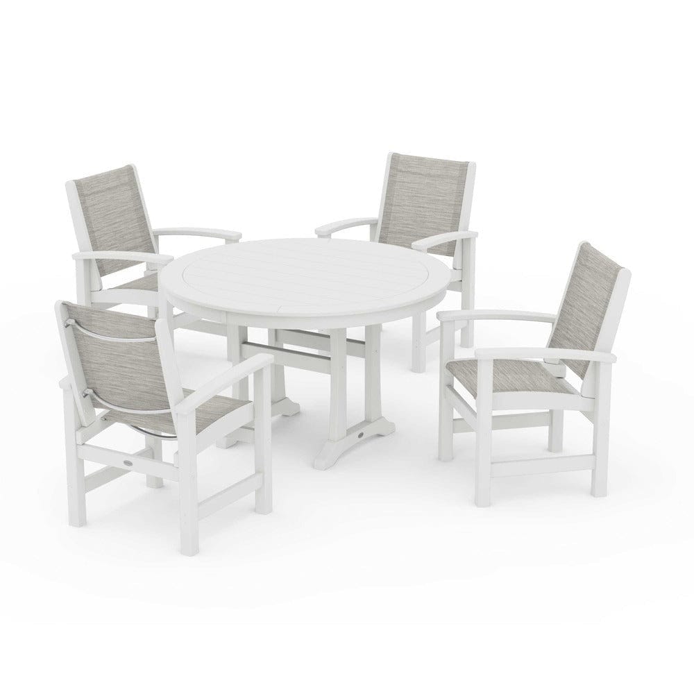 POLYWOOD® - Coastal 5-Piece Round Dining Set with Trestle Legs - PWS1119