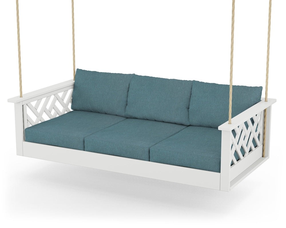 Chippendale Daybed Swing - White / Ocean Teal