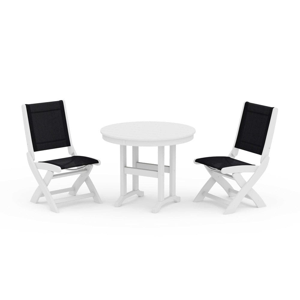 POLYWOOD® - Coastal Folding Side Chair 3-Piece Round Dining Set - PWS1329