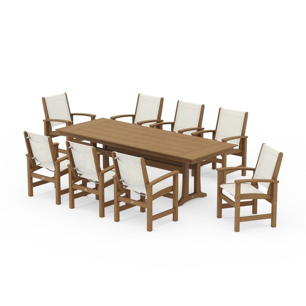 POLYWOOD® - Coastal 9-Piece Farmhouse Dining Set with Trestle Legs - PWS1448