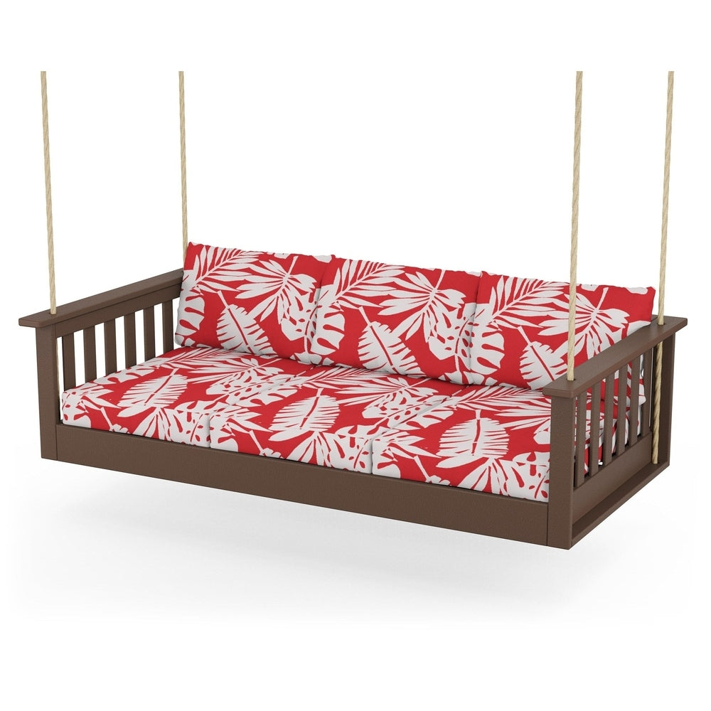 Vineyard Daybed Swing - Mahogany / Leaf Crimson