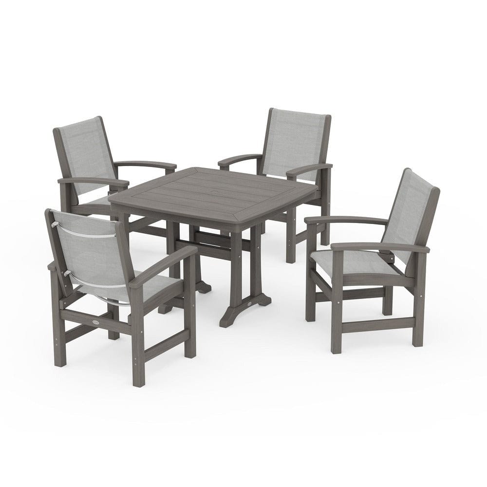 POLYWOOD® - Coastal 5-Piece Dining Set with Trestle Legs - PWS966