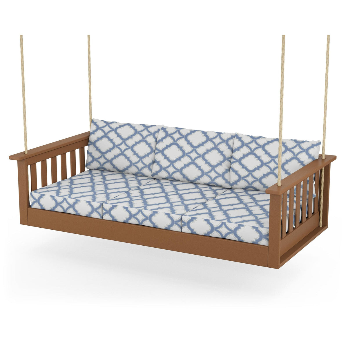 Vineyard Daybed Swing - Teak / Trellis Sky Blue