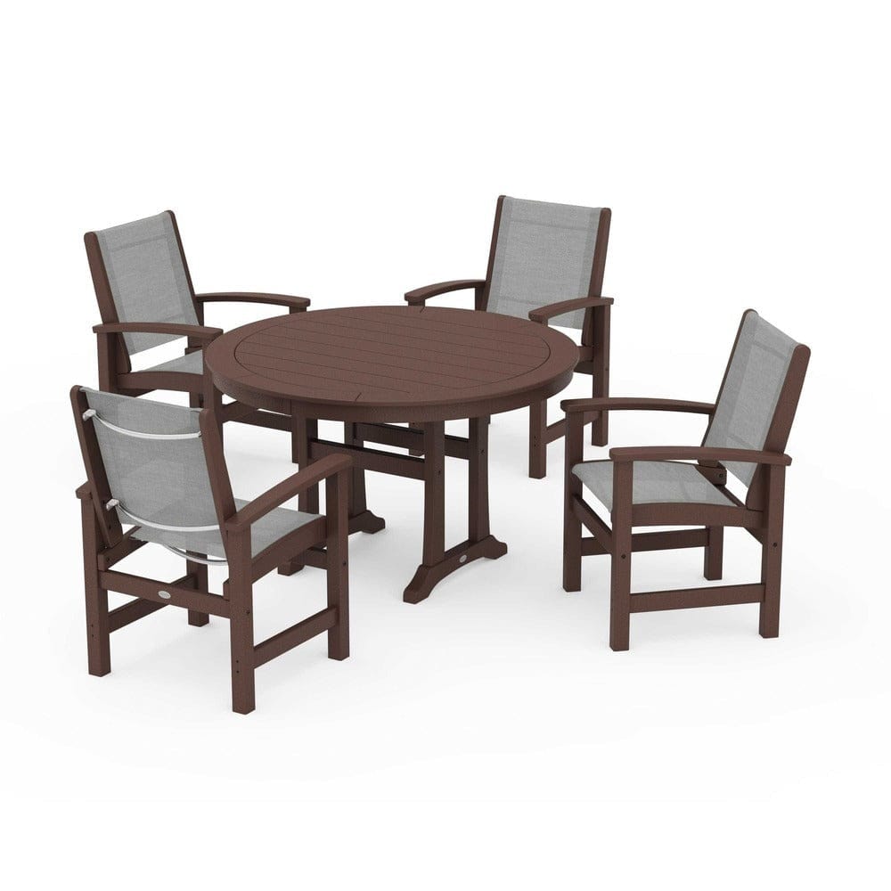 POLYWOOD® - Coastal 5-Piece Round Dining Set with Trestle Legs - PWS1119