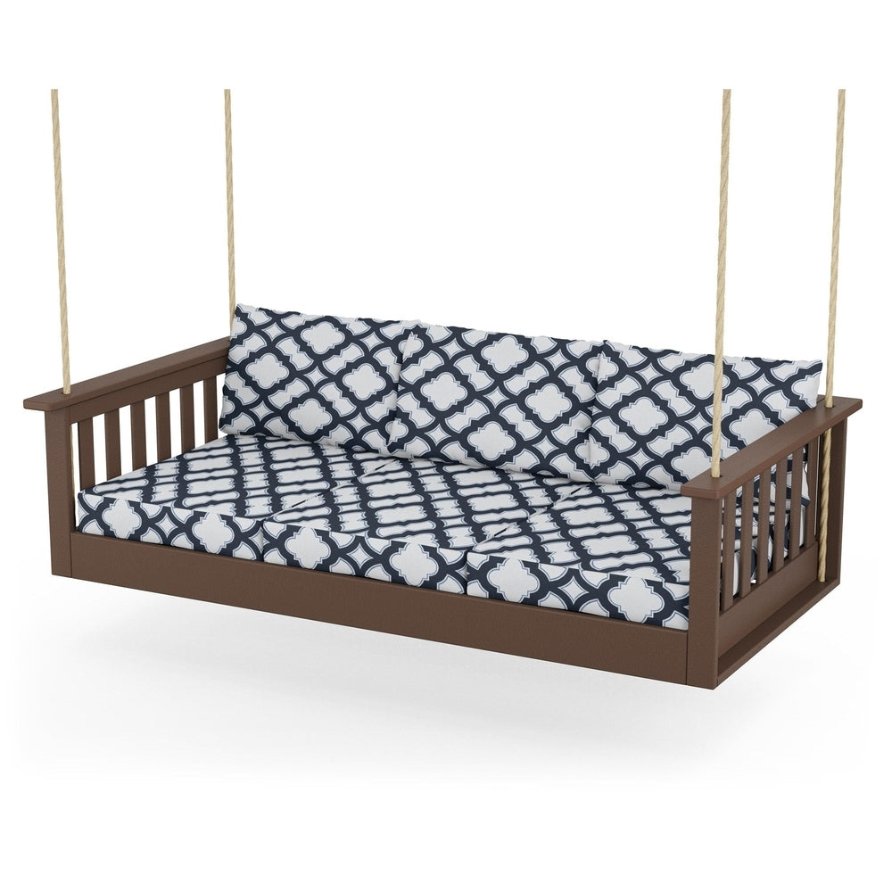 Vineyard Daybed Swing - Mahogany / Trellis Marine Indigo