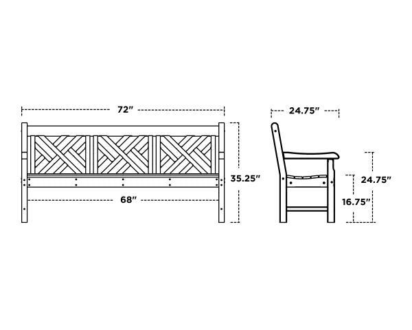 POLYWOOD® Rockford 72&quot; Chippendale Bench - RKCB72